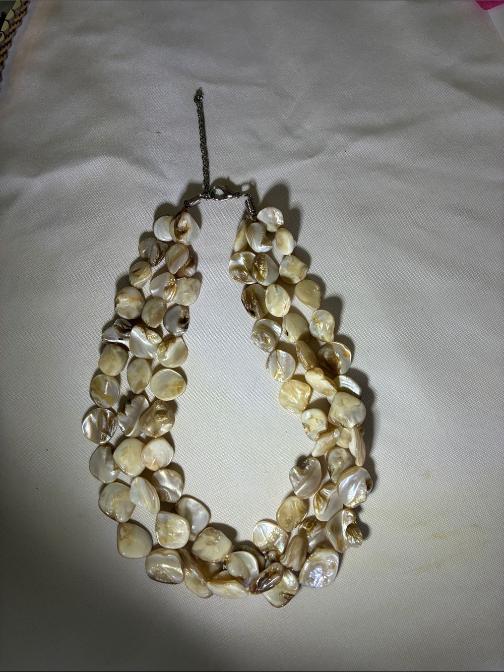 Handmade Mother-of-Pearl Multi-Strand Necklace - Cream Shell